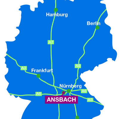 Bild vergrern: Lage von Ansbach in Deutschland